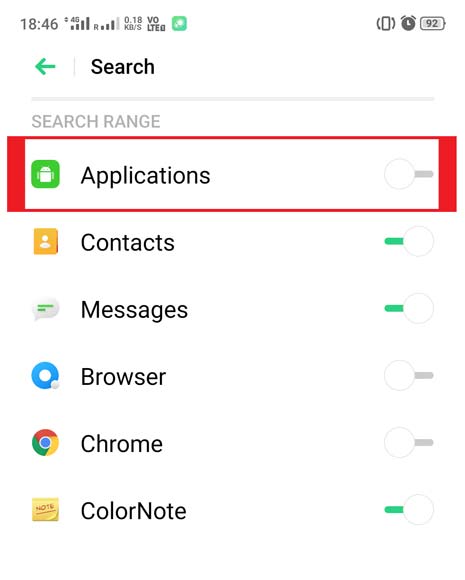 Disable Application Seach in all oppo realme color os devices
