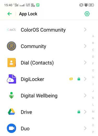 select the app you want to hide in realme mobile