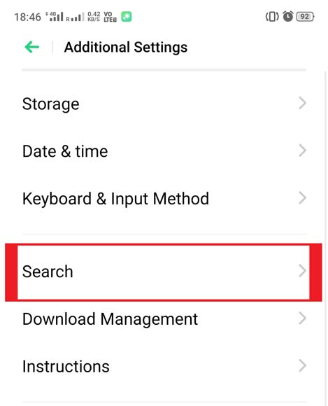 Modify search option for oppo realme coloros devices