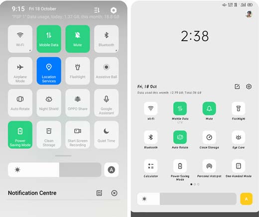 oppo color os 6.7 update notification center