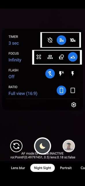 google camera settings for astrophotogrphy