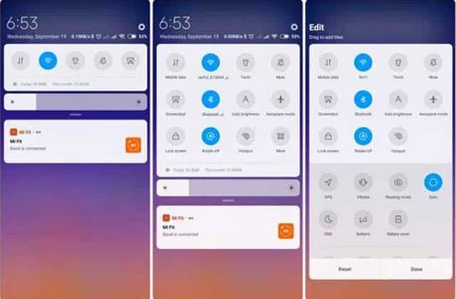 MiUi 11 notification center and panel