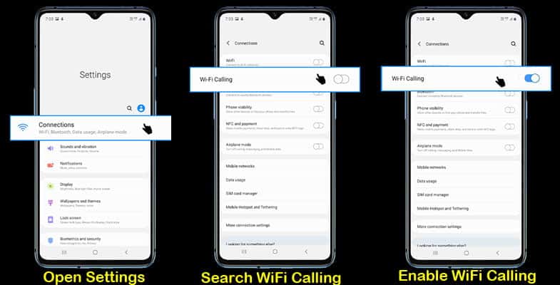 how to enable voice over wifi calling in android mobile