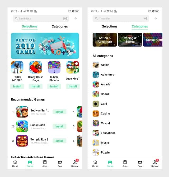 oppo app store games option oppo app market