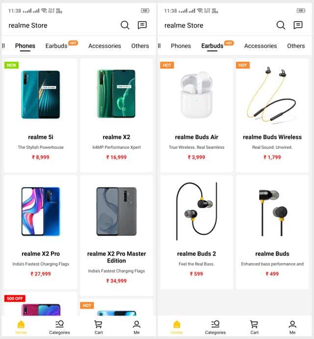 realme store app smartphones & earbuds