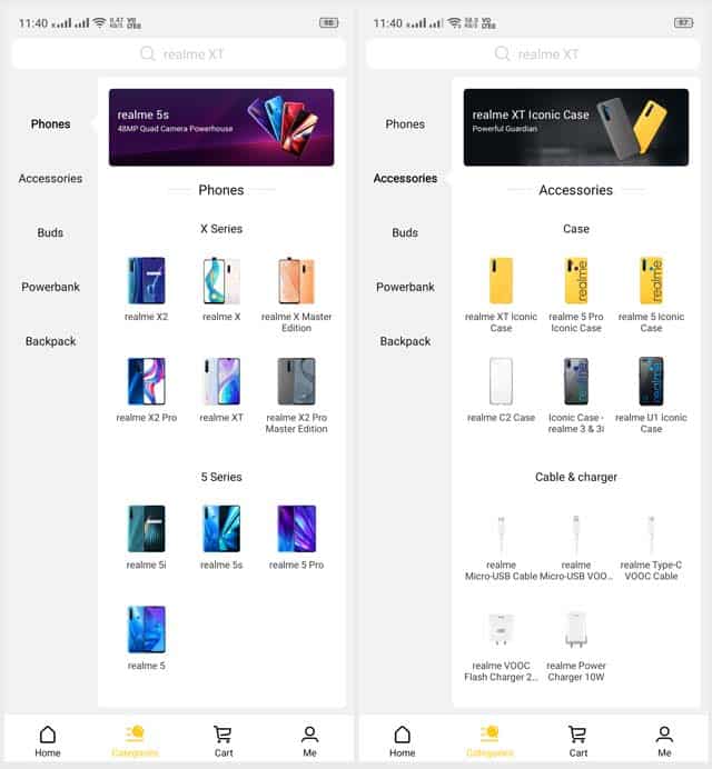 realme store app categories