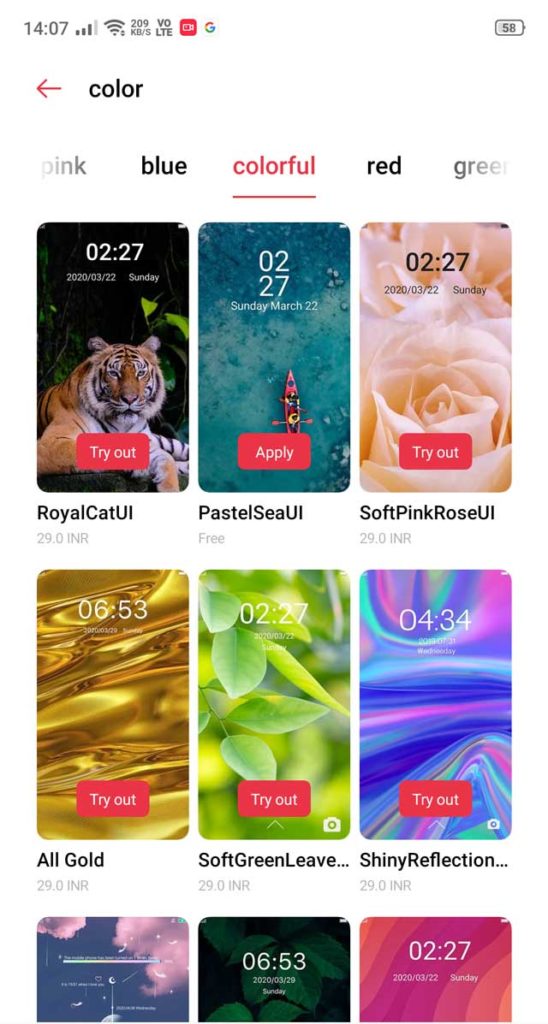 colourful themes oppo