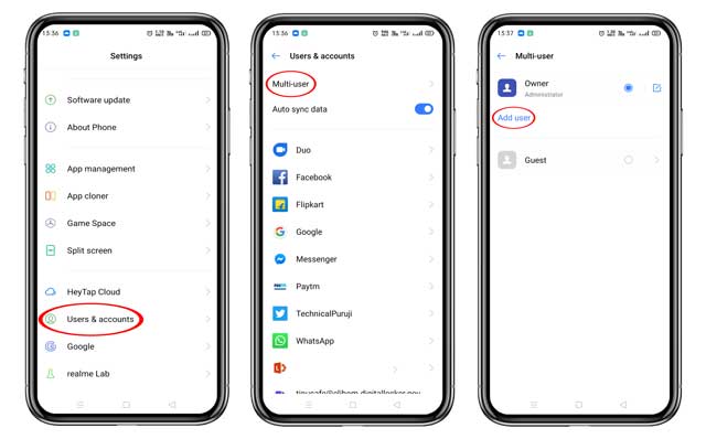 how to enable multi user feature in realme