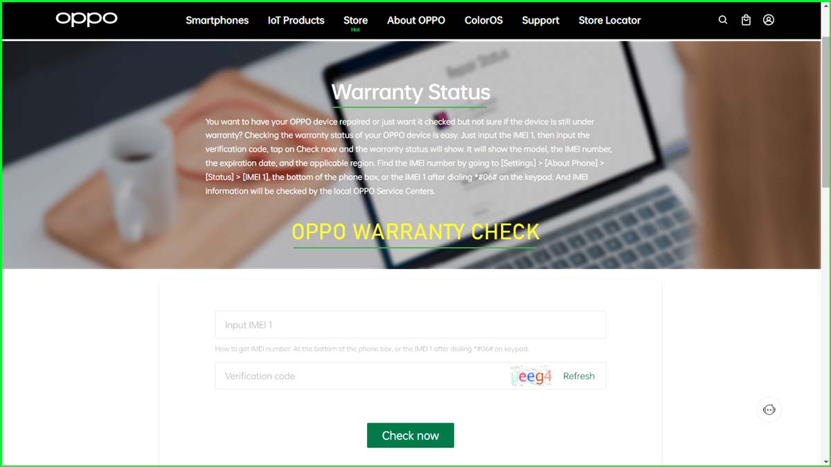 oppo warranty check status online with imei number