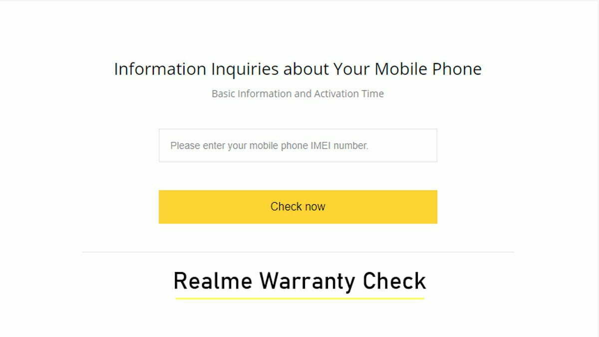 realme warranty check online with emei number