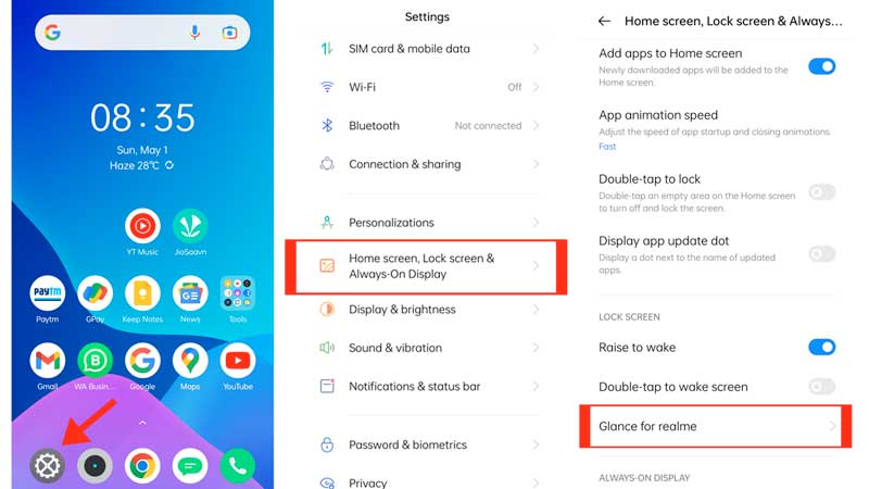 how to remove glance from lockscreen in realme steps