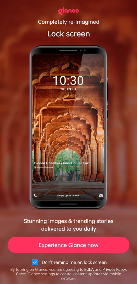 glance enable option in realme phone