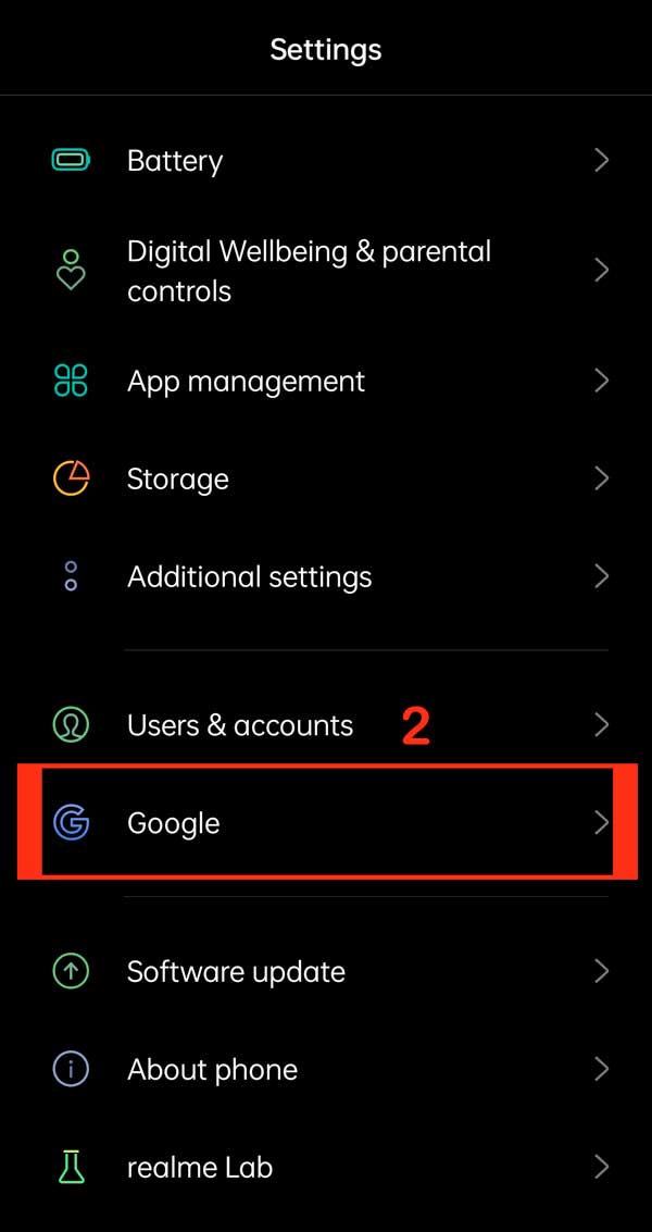 google account settings in system settings