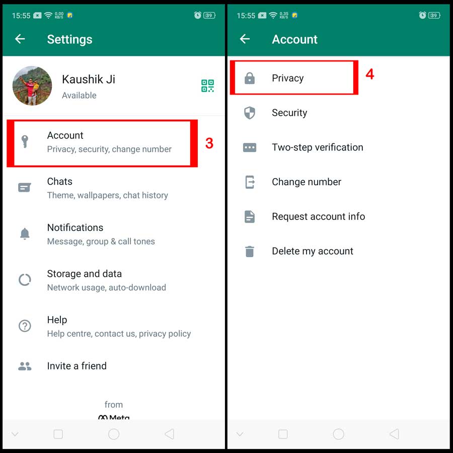 whatsapp account privacy options